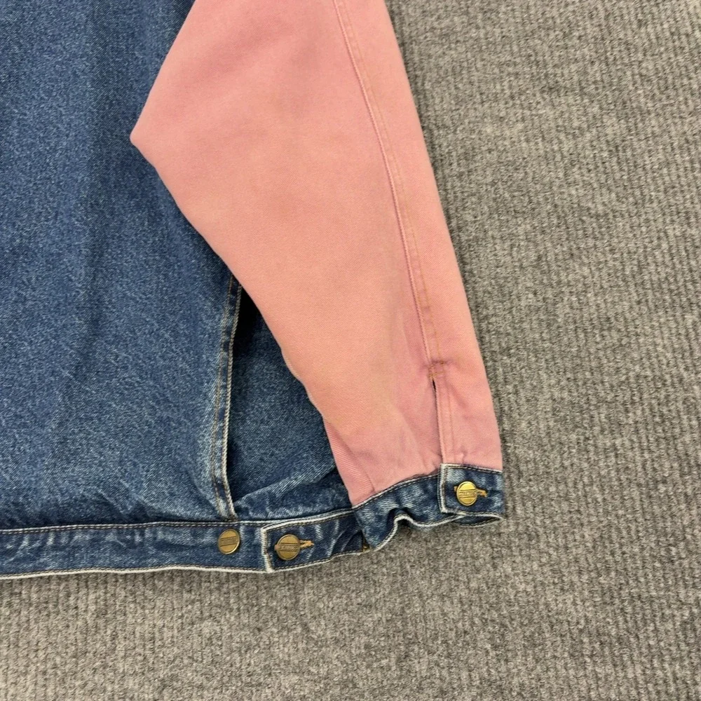 Vintage Structure Jacket Mens S Blue Pink Cotton Denim Colorblock Reversible 90s